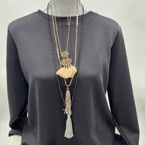 3 Long tassel beaded necklaces